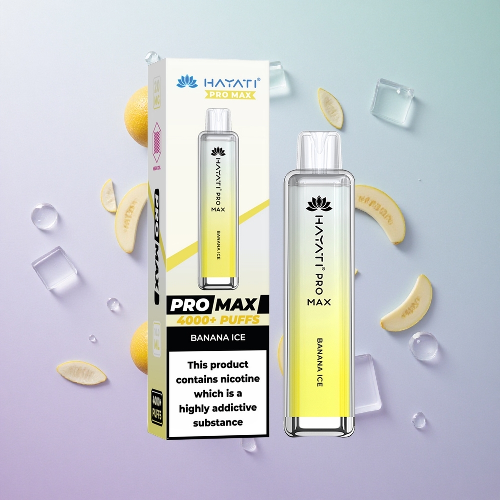 Hayati Pro Max 4000 Puffs Banana Ice Ghiaccio Italia wholesale Dual 1.1 Ohm Mesh Coil