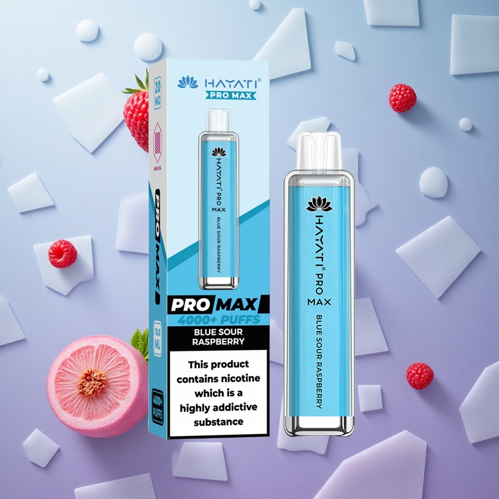Hayati Pro Max 4000 Puffs Disposable Vape Lampone Acido Blu Italy wholesale Batteria Ricaricabile 1400mAh