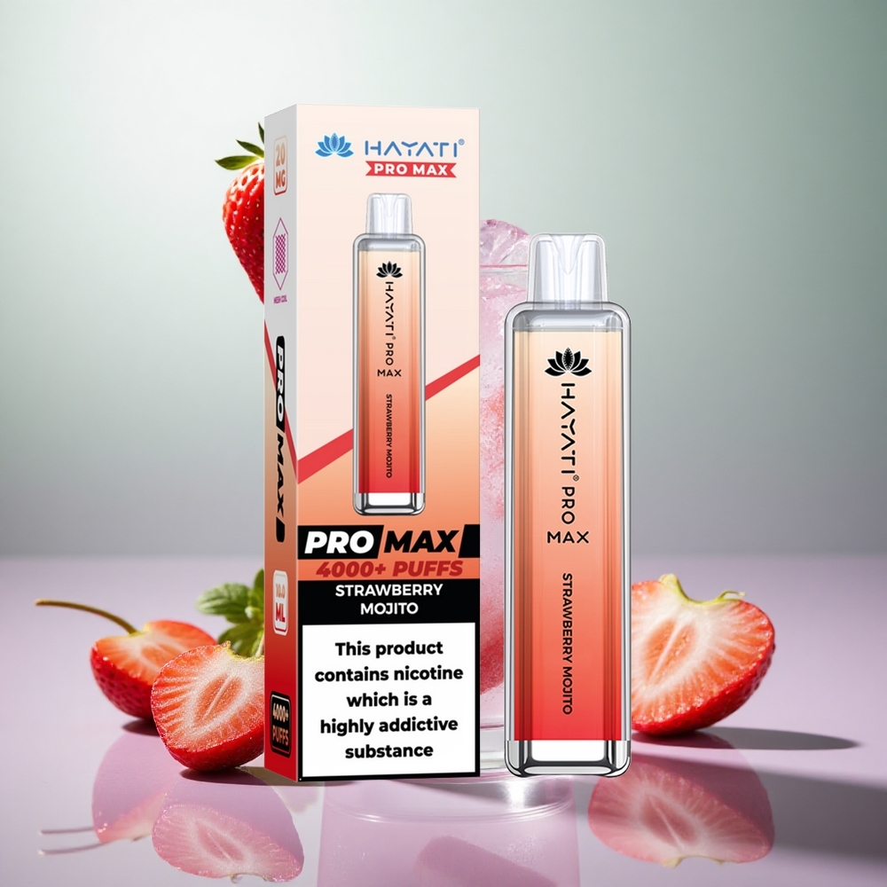 Hayati Pro Max 4000 Puffs Disposable Vape Mojito alla Fragola Italy wholesale Dual 1.1 Ohm Mesh Coil