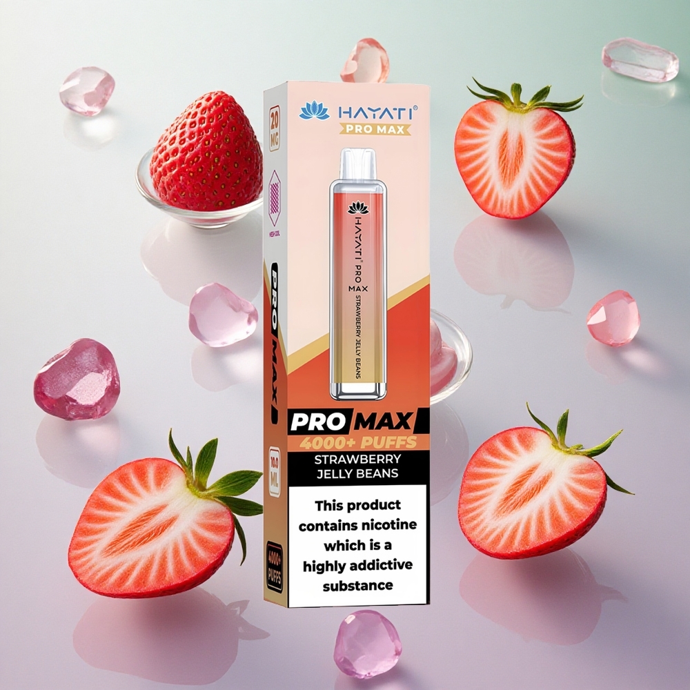 Hayati Pro Max 4000 Puffs Dispositivo di Vapo Monouso Fragola Jelly Bean Italy wholesale con 1400mAh batteria ricaricabile