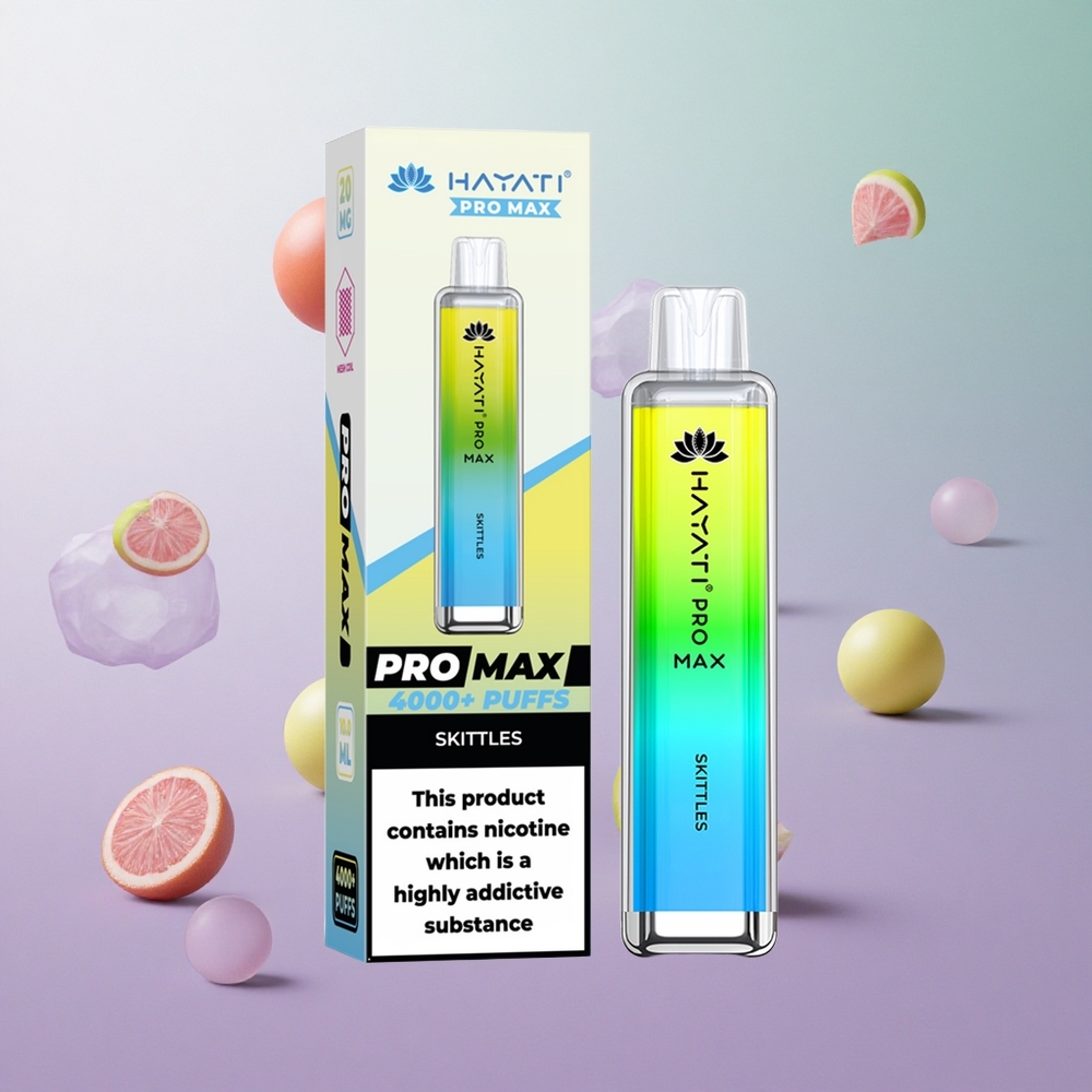 Hayati Pro Max 4000 Puffs Skittles Gusto Fruttato Italy wholesale Dual 1.1 Ohm Mesh Coil