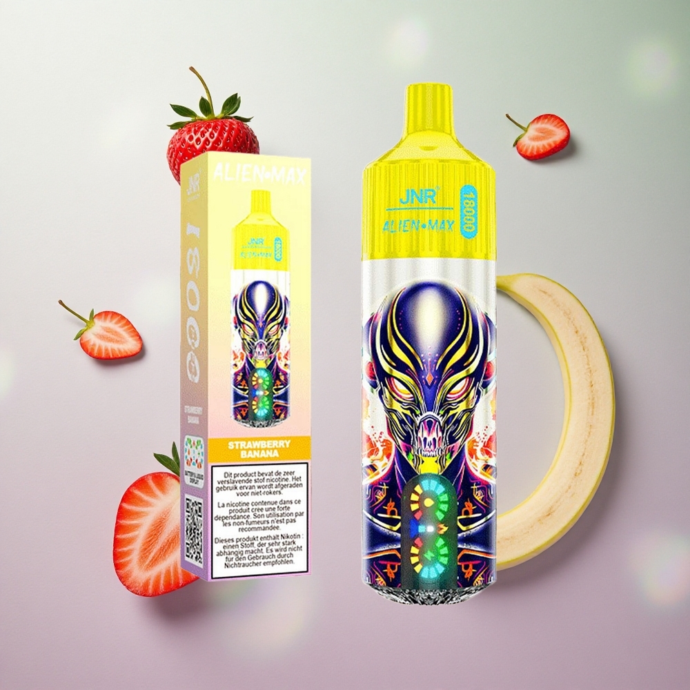 JNR Alien Max 18000 Puffs Fragola Banana Italy wholesale Display LED Intelligente Dual Mesh Coil