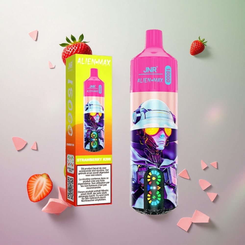 JNR Alien Max 18000 Puffs Fragola Kiwi Italy wholesale Display LED Intelligente, Dual Mesh Coil