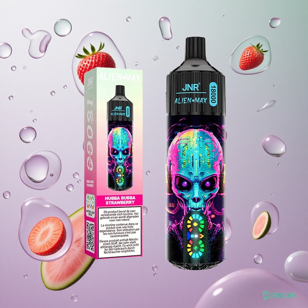 JNR Alien Max 18000 Puffs Hubba Bubba Fragola Italy wholesale Display LED Intelligente, Dual Mesh Coil