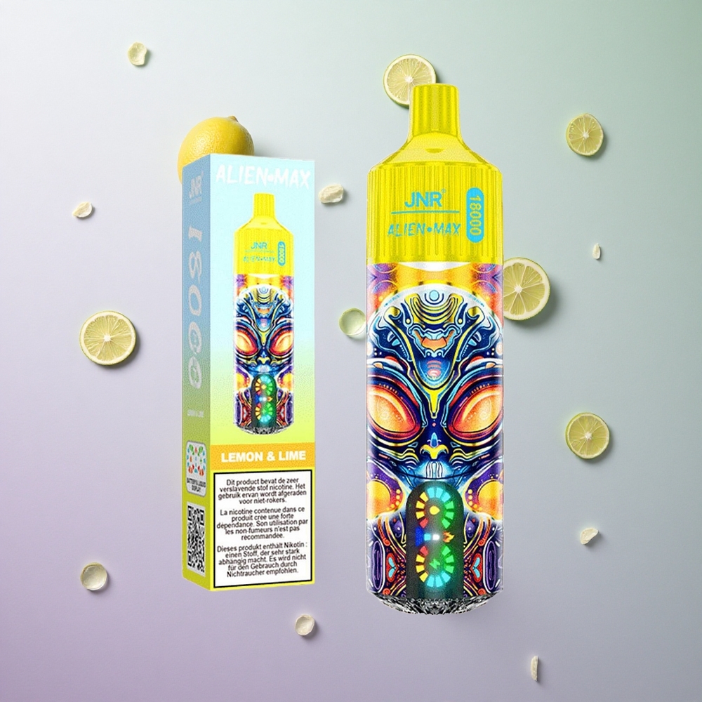 JNR Alien Max 18000 Puffs Limone & Lime Italy wholesale Schermo LED Intelligente, Doppia Bobina Mesh