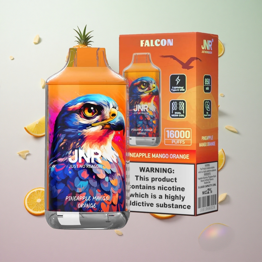 JNR Falcon 16000 Puffs Ananas Mango Arancia Italy wholesale 22ml Dual Mesh Coil
