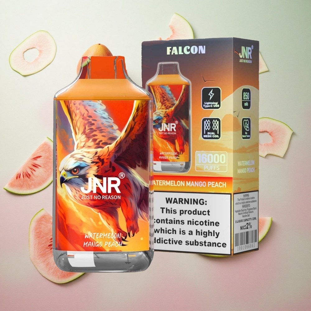 JNR Falcon 16000 Puffs Anguria Mango Pesca 22ml Italy wholesale Display Smart LED
