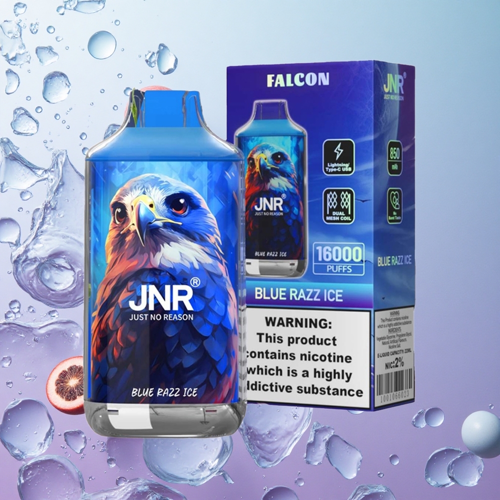 JNR Falcon 16000 Puffs Blue Razz Ice Italia Wholesale Dual Mesh Coil 22ml