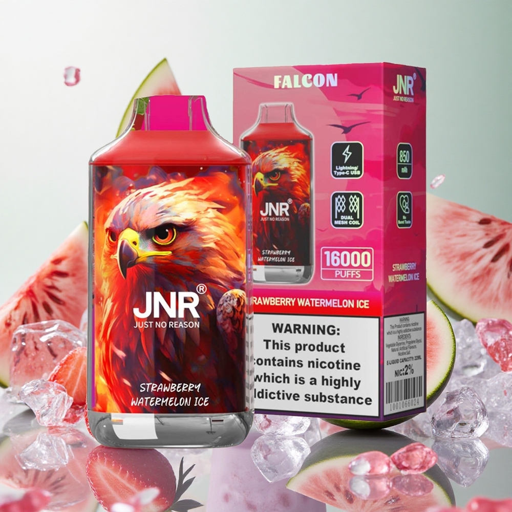 JNR Falcon 16000 Puffs Fragola Anguria Ghiacciato Italy wholesale Dual Mesh Coil Smart LED Display