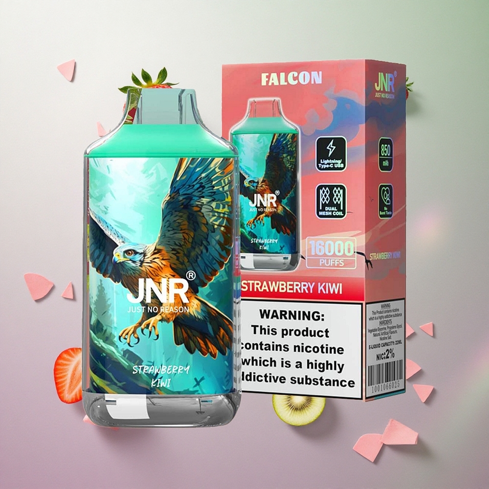 JNR Falcon 16000 Puffs Fragola Kiwi Italy wholesale Display LED Intelligente Capacità E-liquid 22ml