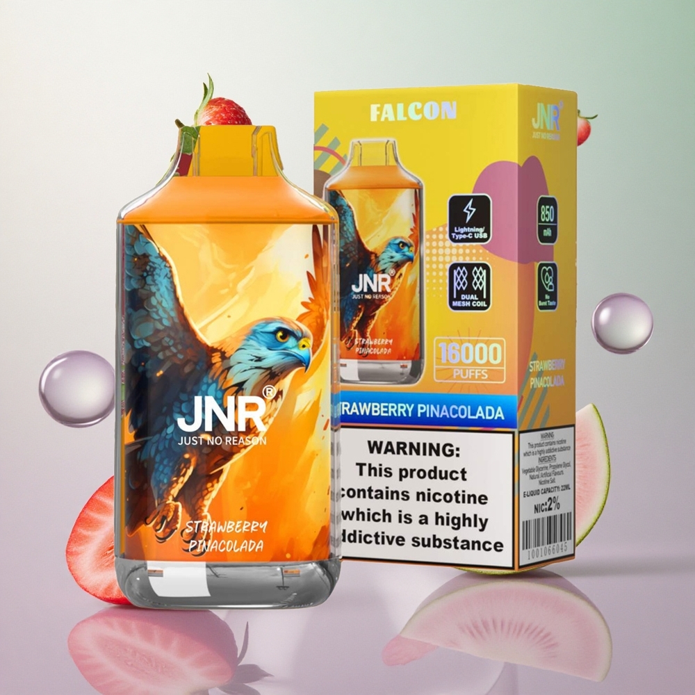 JNR Falcon 16000 Puffs Fragola Pina Colada Italy wholesale 22ml Dual Mesh Coil