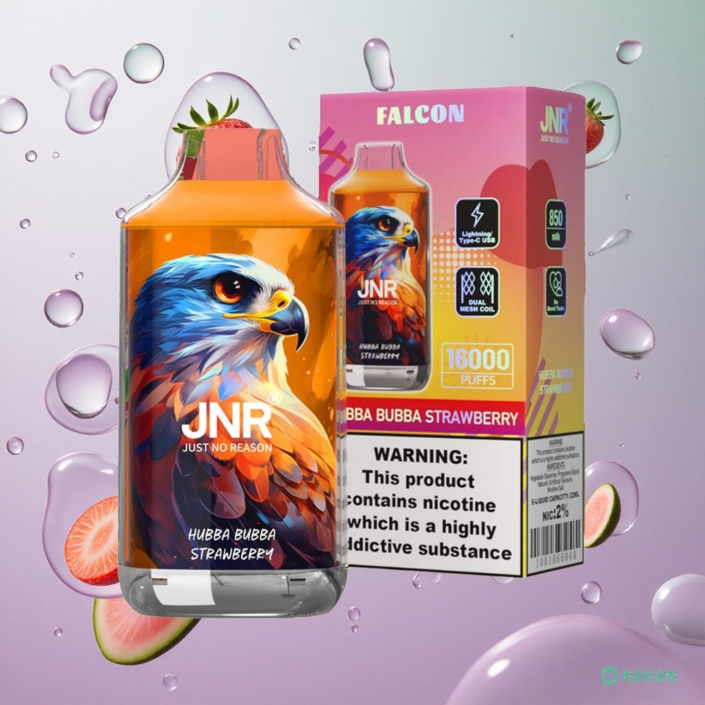 JNR Falcon 16000 Puffs Hubba Bubba Fragola Italy wholesale 22ml Dual Mesh Coil
