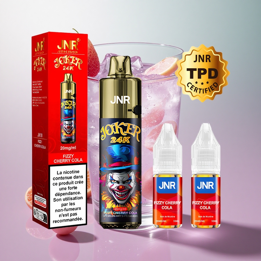 JNR Joker 24K Puffs Disposable Vape Ciliegia Cola Frizzante Italy wholesale Ricaricabile 10ml