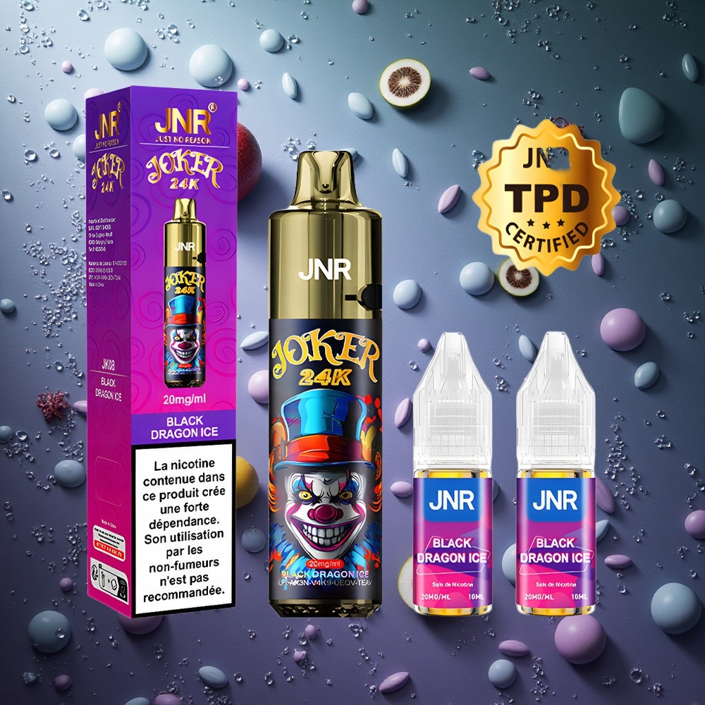 JNR Joker 24K Puffs Drago Nero Ghiaccio Italy wholesale Pod Ricaricabile 10ml
