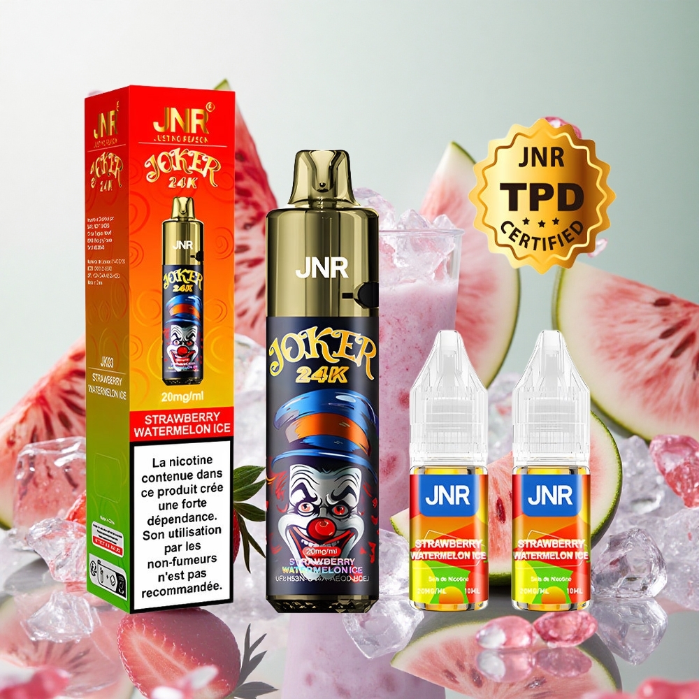 JNR Joker 24K Puffs Fragola Anguria Ghiacciato Italy wholesale Ricaricabile 10ml 800mAh
