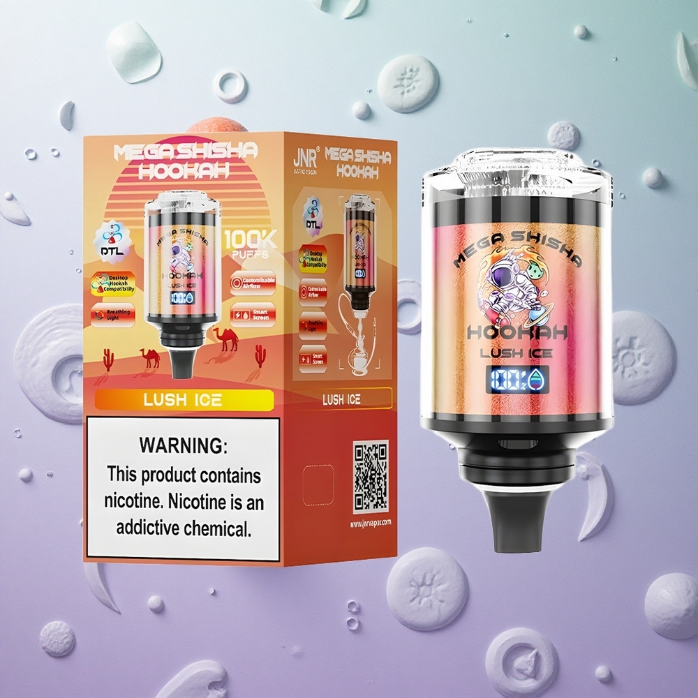 JNR Mega Shisha Hookah 100K Ghiaccio Lussureggiante Italy wholesale Ricarica Rapida Type-C Schermo Intelligente