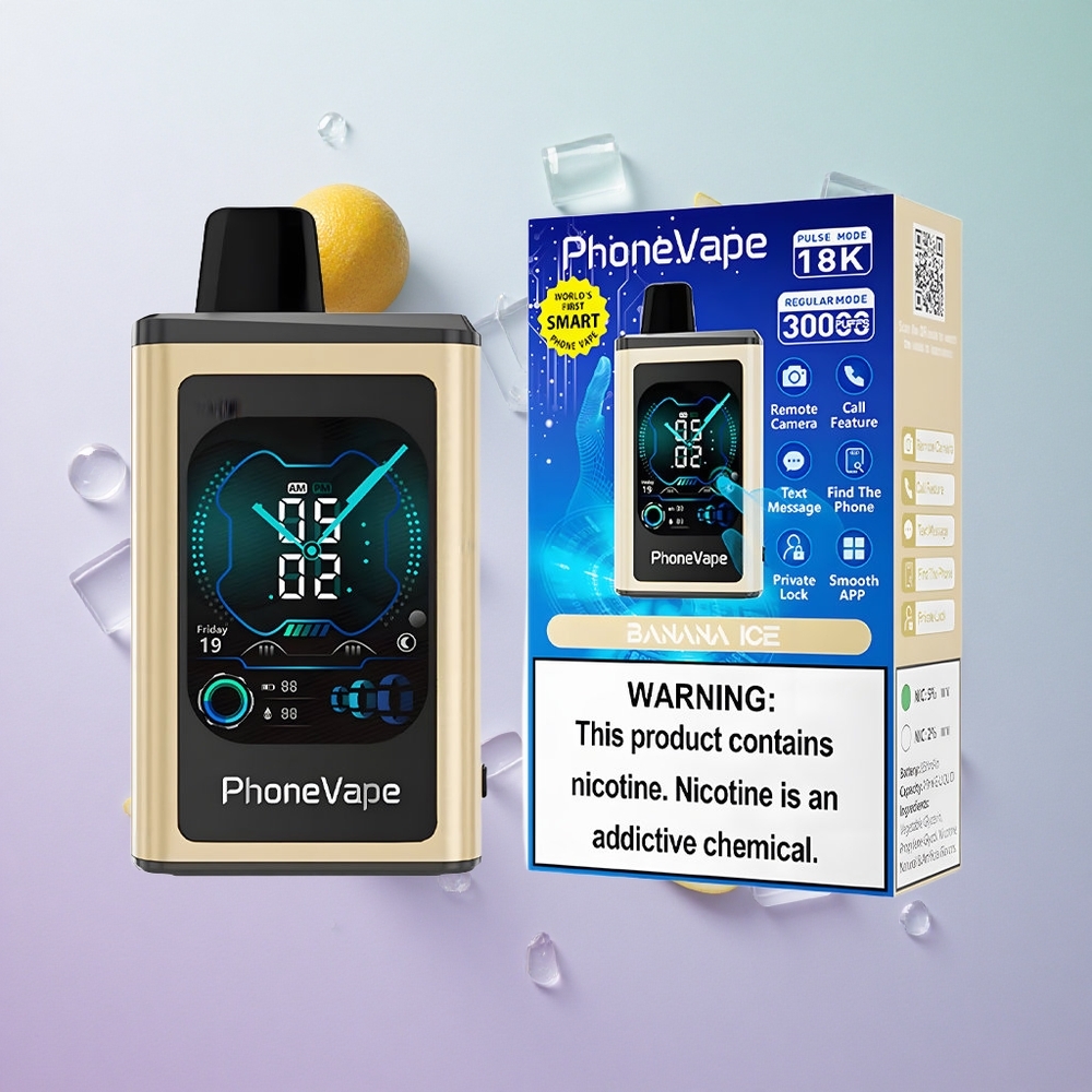 JNR PhoneVape 30000 Puffs Banana Ghiaccio Italy wholesale Batteria Ricaricabile 850mAh Tipo-C Schermo Completo