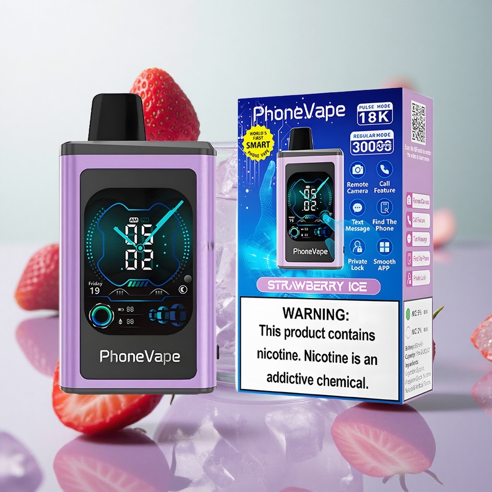 JNR PhoneVape 30000 Puffs Fragola Ghiaccio Italy wholesale Batteria Ricaricabile 850mAh Tipo-C Modalità Turbo
