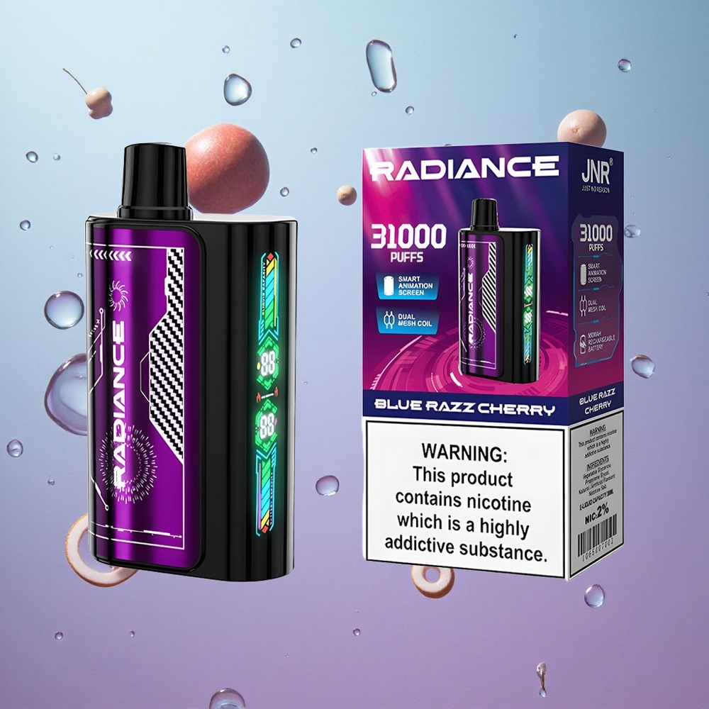JNR Radiance 31000 Puffs Disposable Vape Mirtillo Razz Ciliegia Italy wholesale Schermo Animazione Intelligente