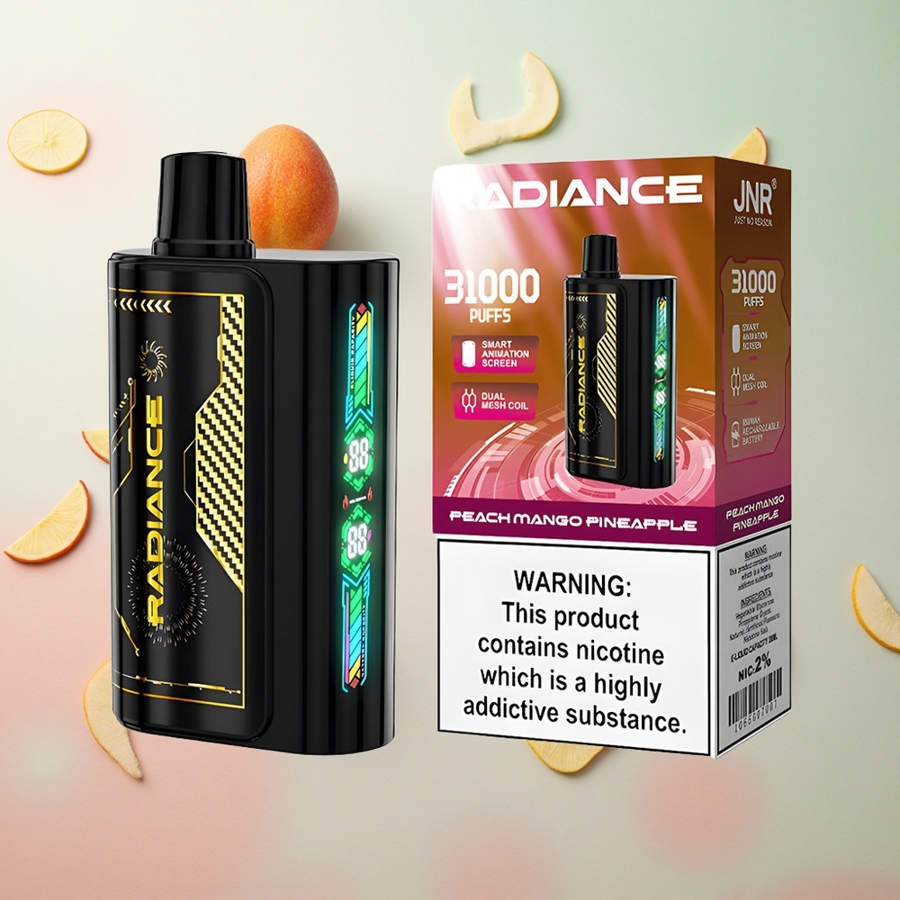 JNR Radiance 31000 Puffs Disposable Vape Pesca Mango Ananas Italy wholesale Schermo Animazione Intelligente