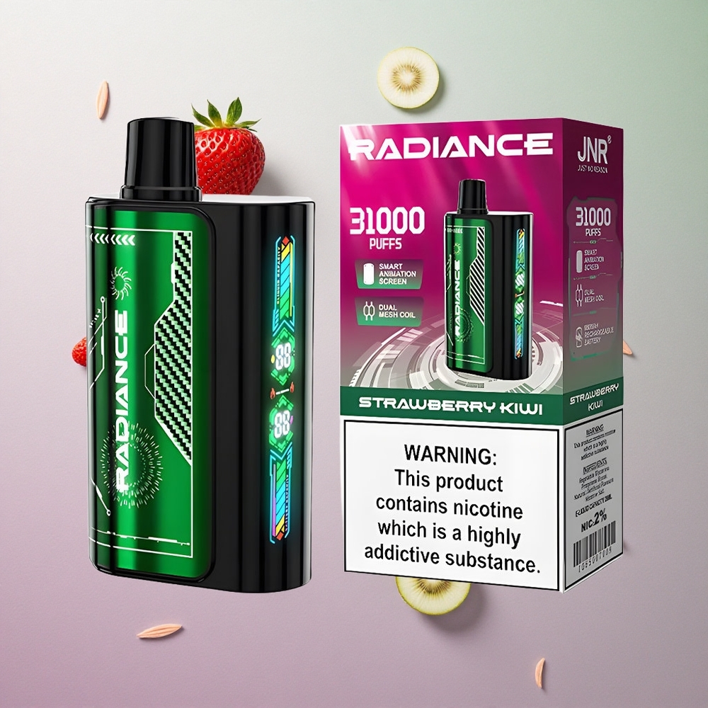 JNR Radiance 31000 Puffs Fragola Kiwi Italy wholesale Schermo Animazione Intelligente Dual Mesh Coil