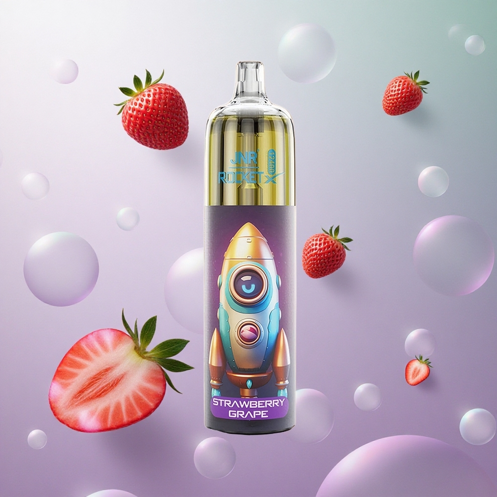 JNR Rocket-X 12400 Puffs Fragola Uva Italy wholesale con Flusso d'Aria Regolabile e Luci RGB