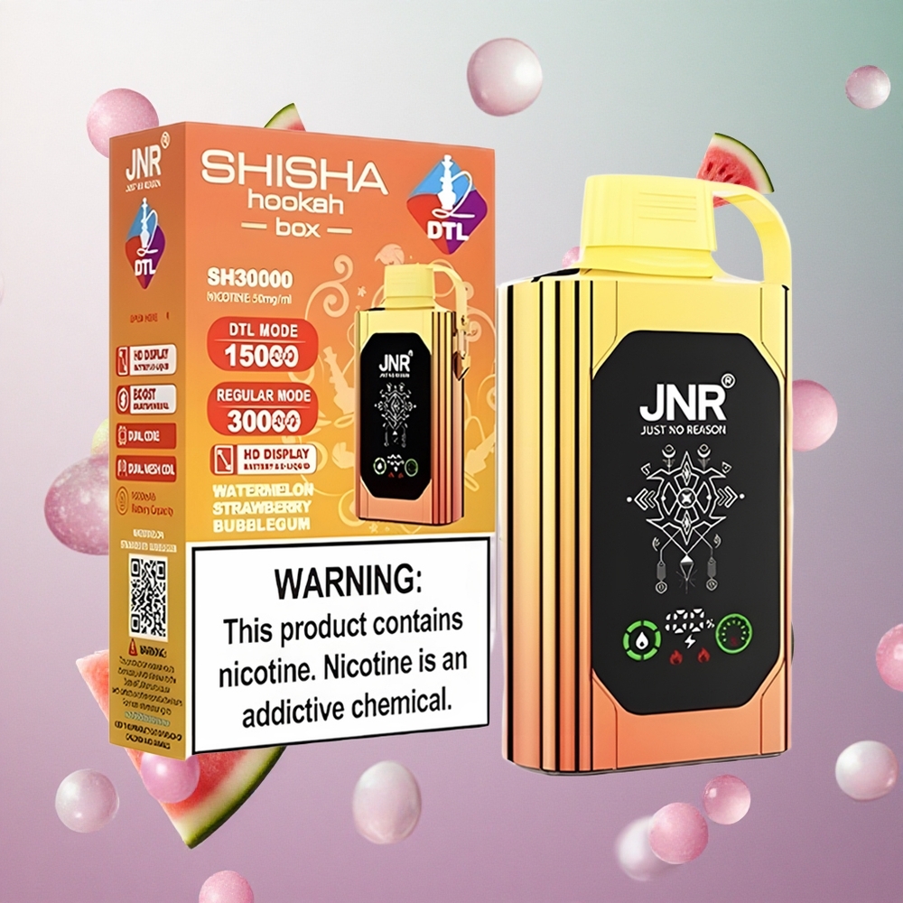 JNR Shisha Hookah Box 20500 Puffs Anguria Fragola Bubblegum Italy wholesale Display HD Ricarica Rapida Type-C