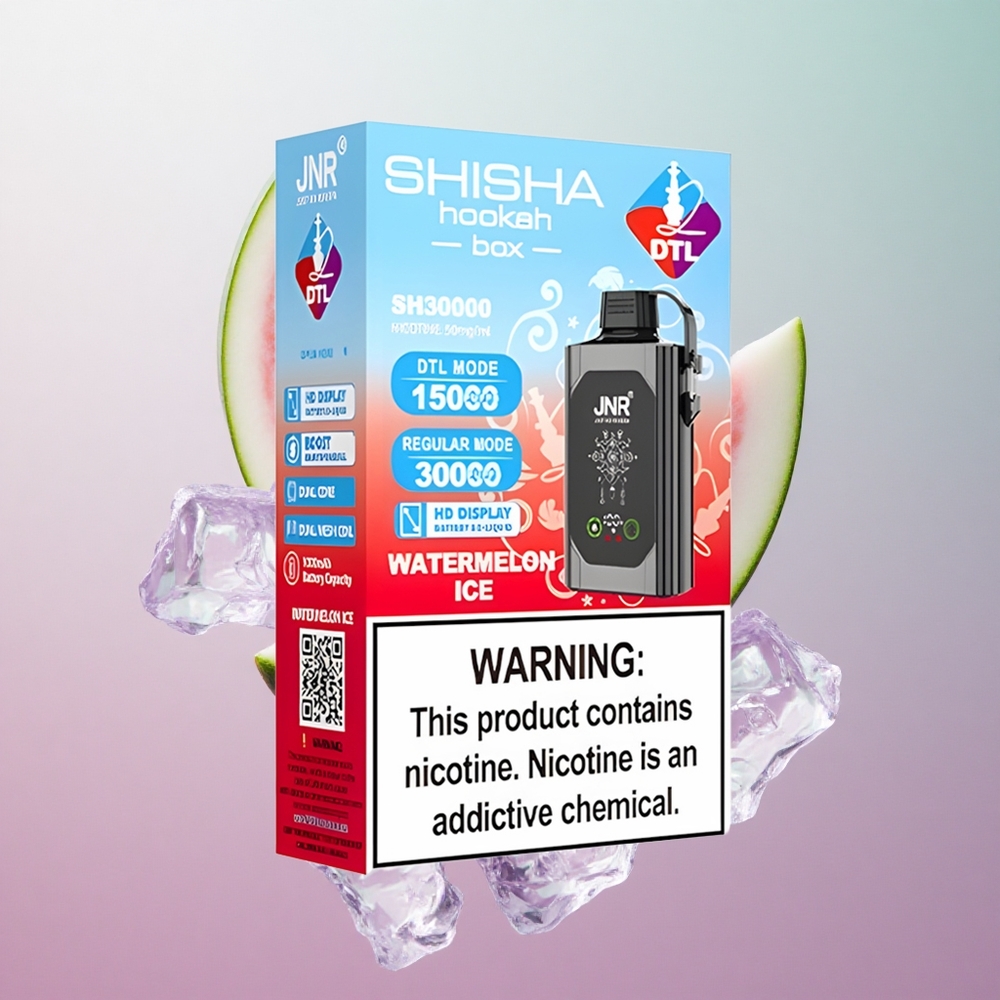 JNR Shisha Hookah Box 20500 Puffs Elettroniche Anguria Ghiacciata Italy wholesale Display HD Carica Rapida Type-C