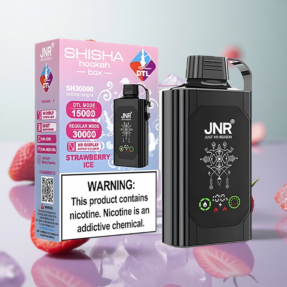 JNR Shisha Hookah Box 20500 Puffs Fragola Ghiaccio Italy wholesale Display HD Carica Rapida Type-C