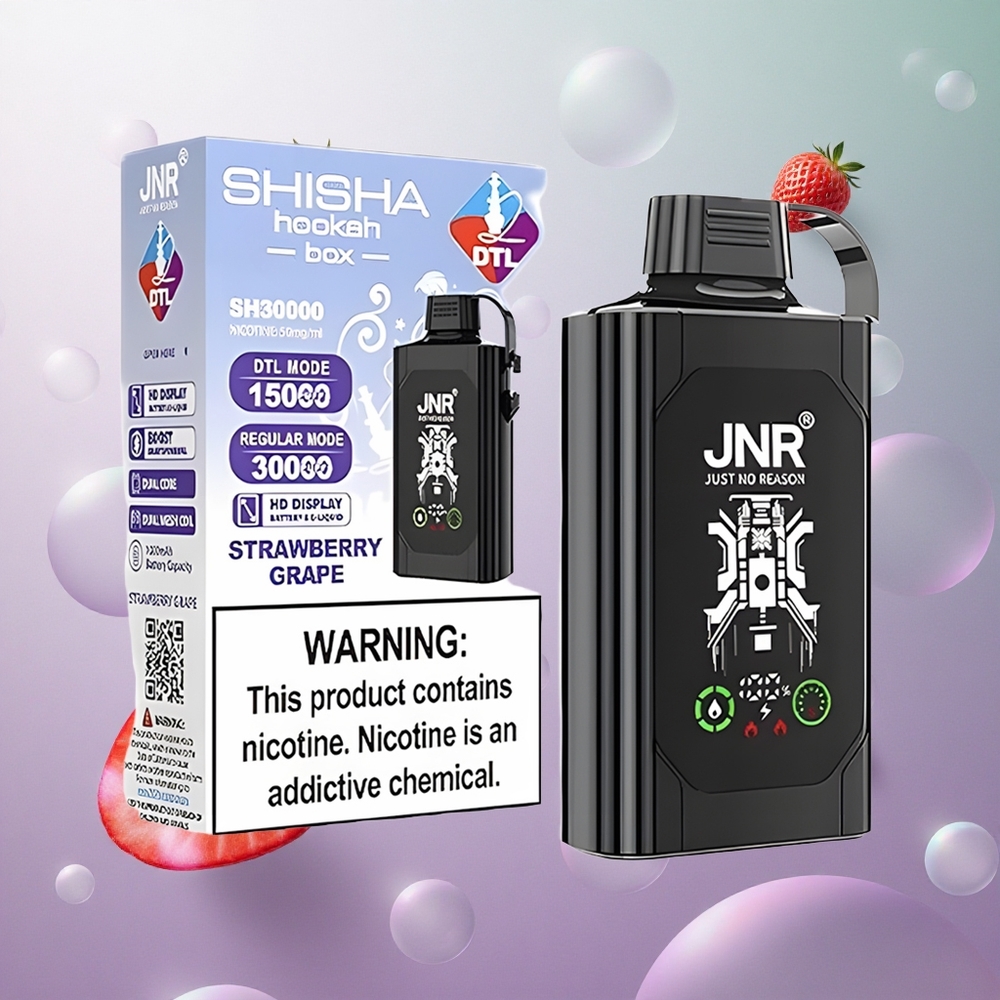 JNR Shisha Hookah Box 20500 Puffs Fragola Uva Italy wholesale Display HD Carica Tipo-C Mesh Dual Core