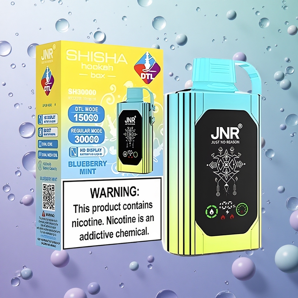 JNR Shisha Hookah Box 20500 Puffs Mirtillo Menta Italy wholesale Schermo HD Dual Mesh Coil