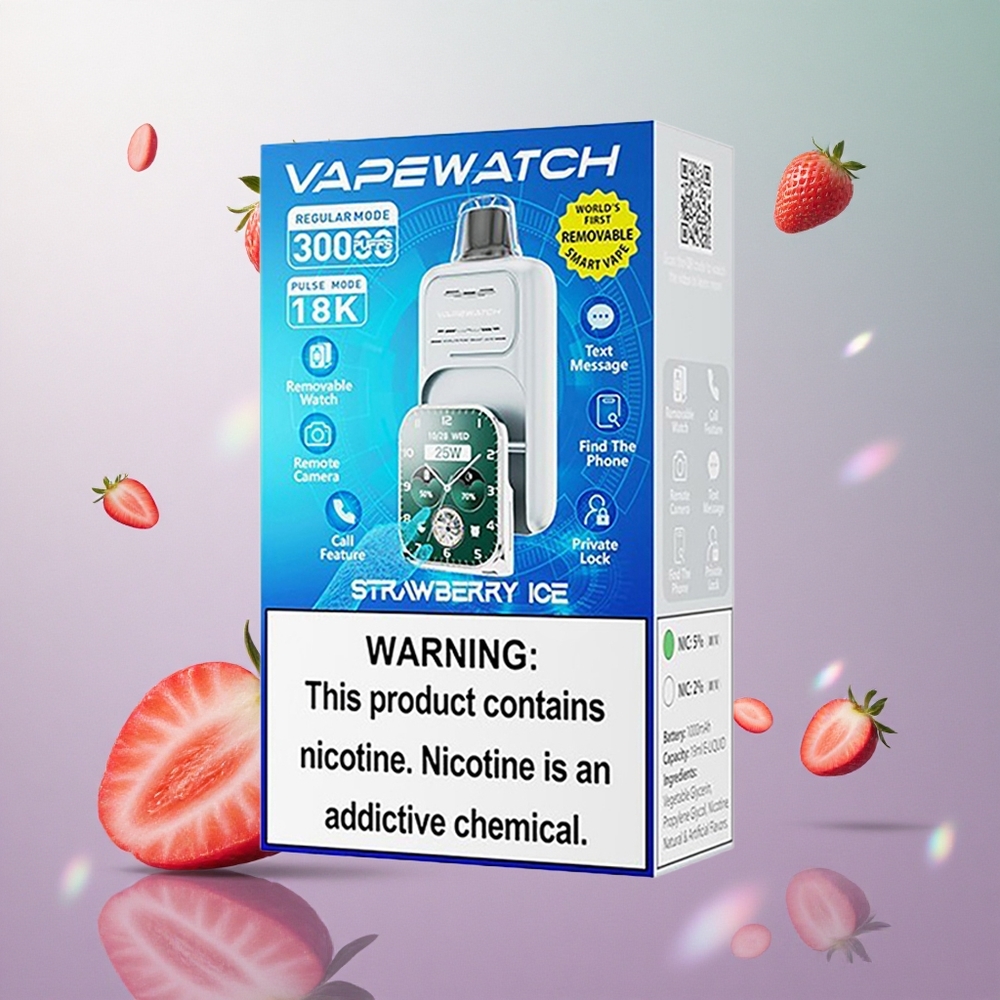 JNR Vape Watch 30000 Puffs Fragola Ghiaccio Italy wholesale Capacità E-liquid 19mL Dual Mesh Coil