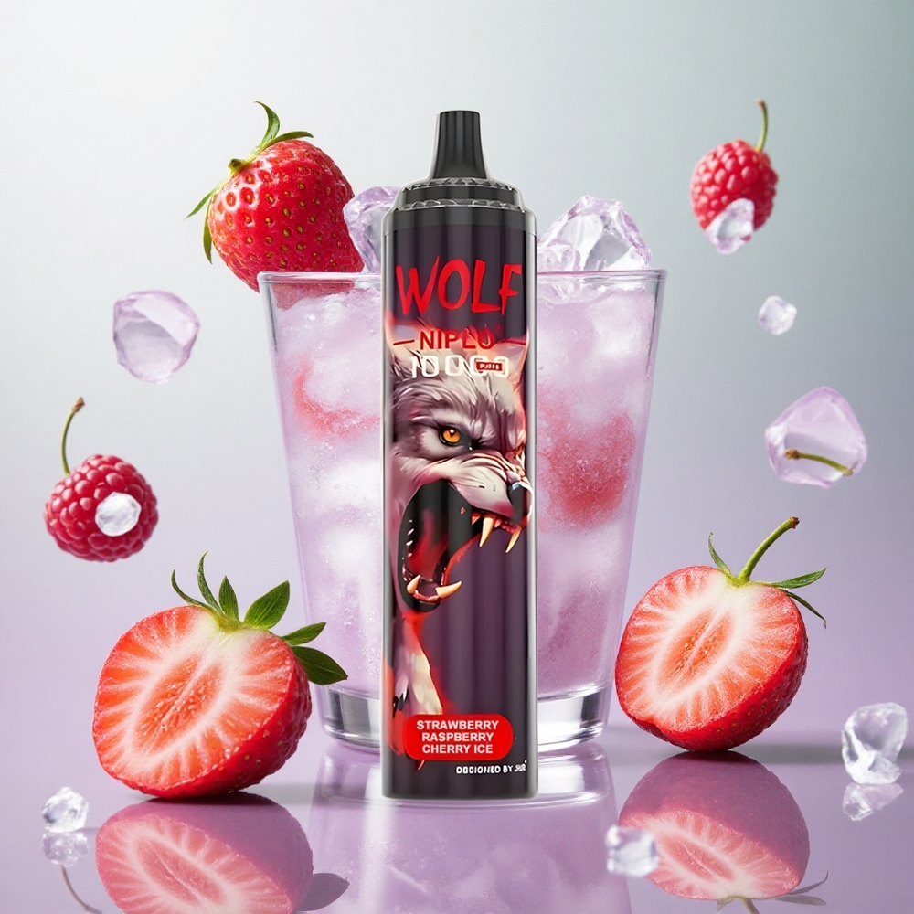 JNR Wolf Niplo 10000 Puffs Fragola Lampone Ciliegia Ice Italy wholesale Capacità E-liquid 20ml