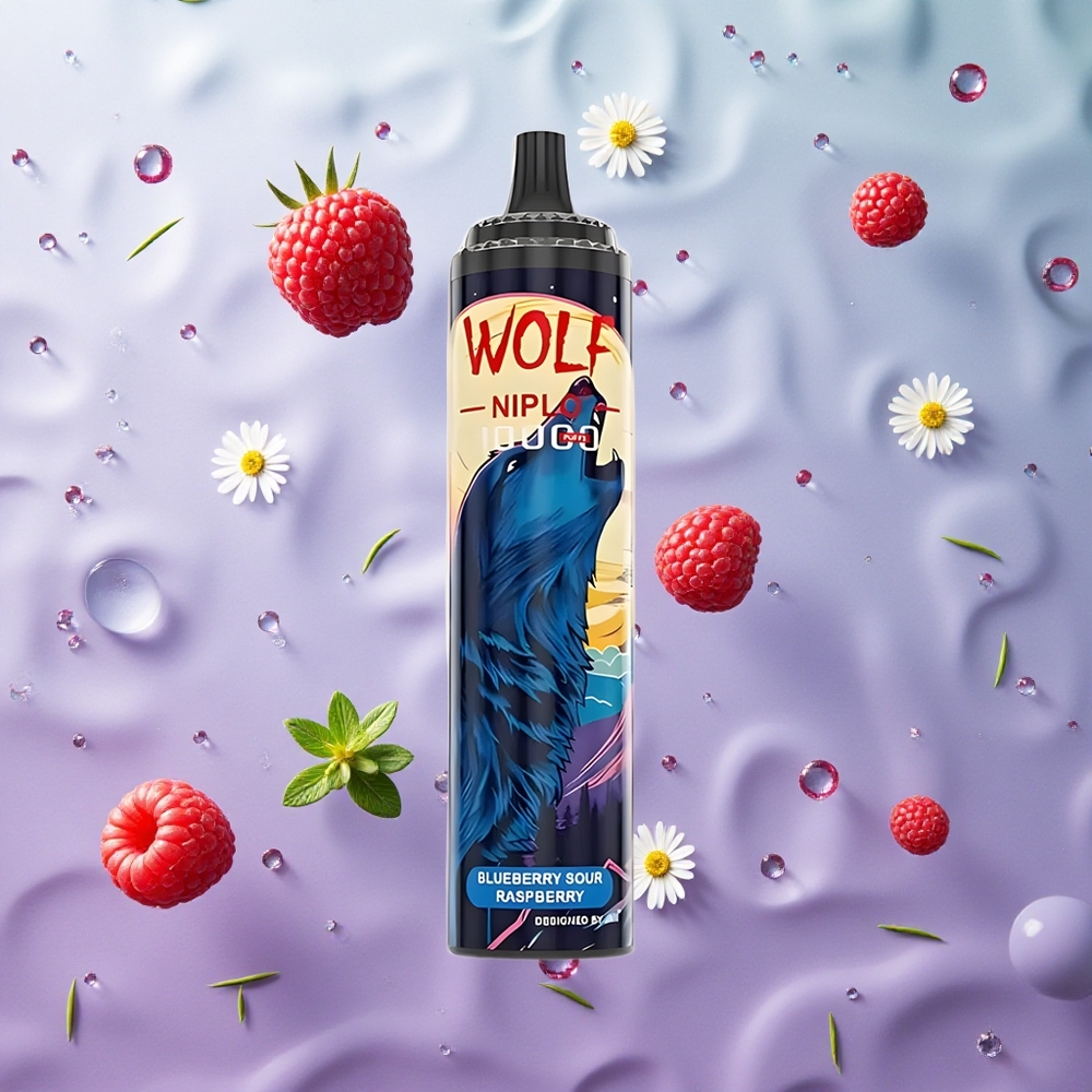 JNR Wolf Niplo 10000 Puffs Mirtillo Acido Lampone Italy wholesale 20ml 0% 2% 5% Nicotina