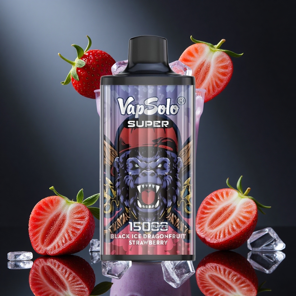 Vapsolo Super 15000 Puffs Dragonfruit Fragola Ghiaccio Nero Italy wholesale 40ml