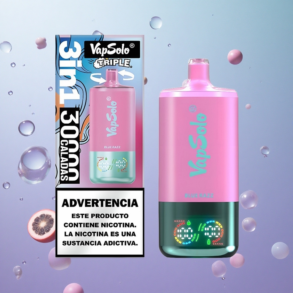 VapSolo Triple 30000 Puffs Blue Razz Italia Wholesale 40ml 3 Serbatoi