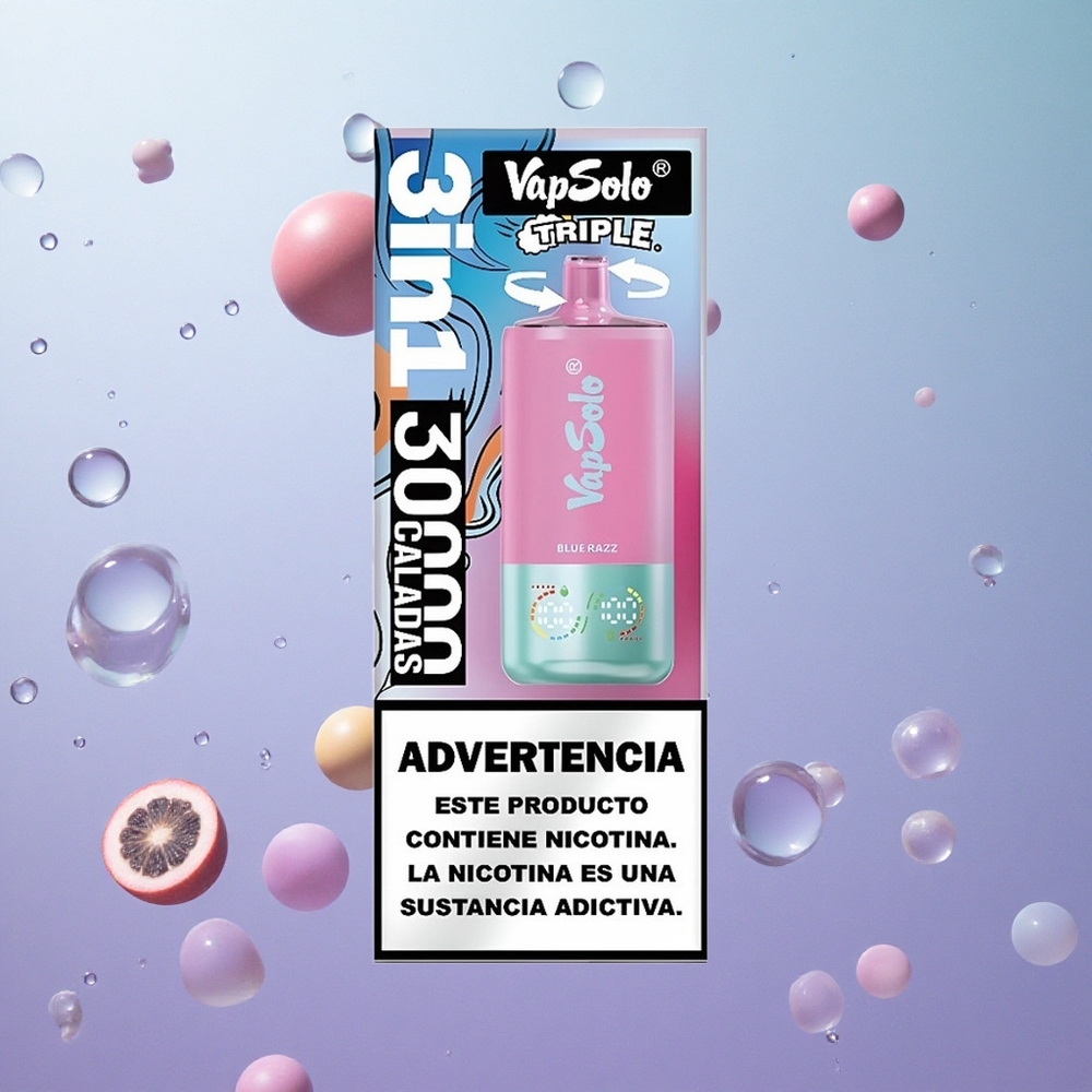 VapSolo Triple 30000 Puffs Blue Razz Italia Wholesale 40ml 3 Serbatoi