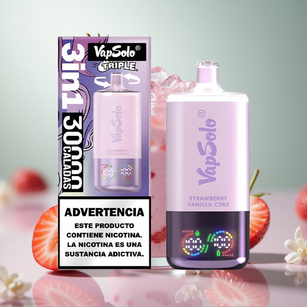 VapSolo Triple 30000 Puffs Fragola Vaniglia Coke 40ml Italy wholesale Tipo-C