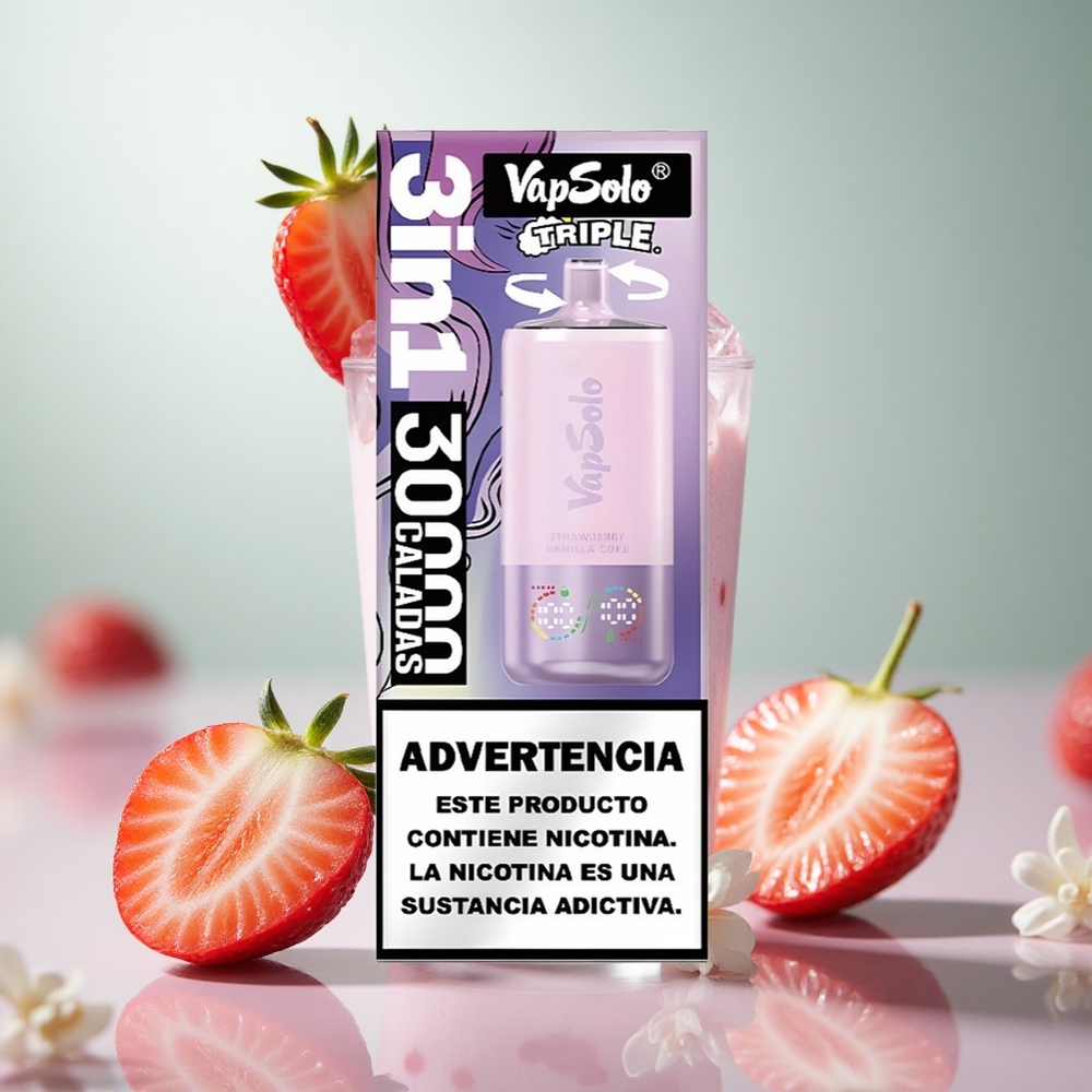VapSolo Triple 30000 Puffs Fragola Vaniglia Coke 40ml Italy wholesale Tipo-C