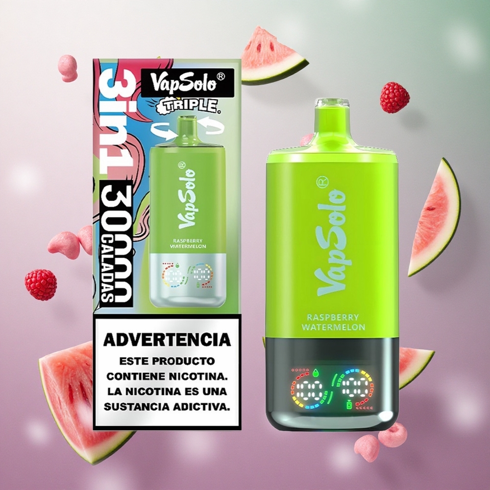 VapSolo Triple 30000 Puffs Lampone Anguria Italy wholesale 40ml 3 serbatoi