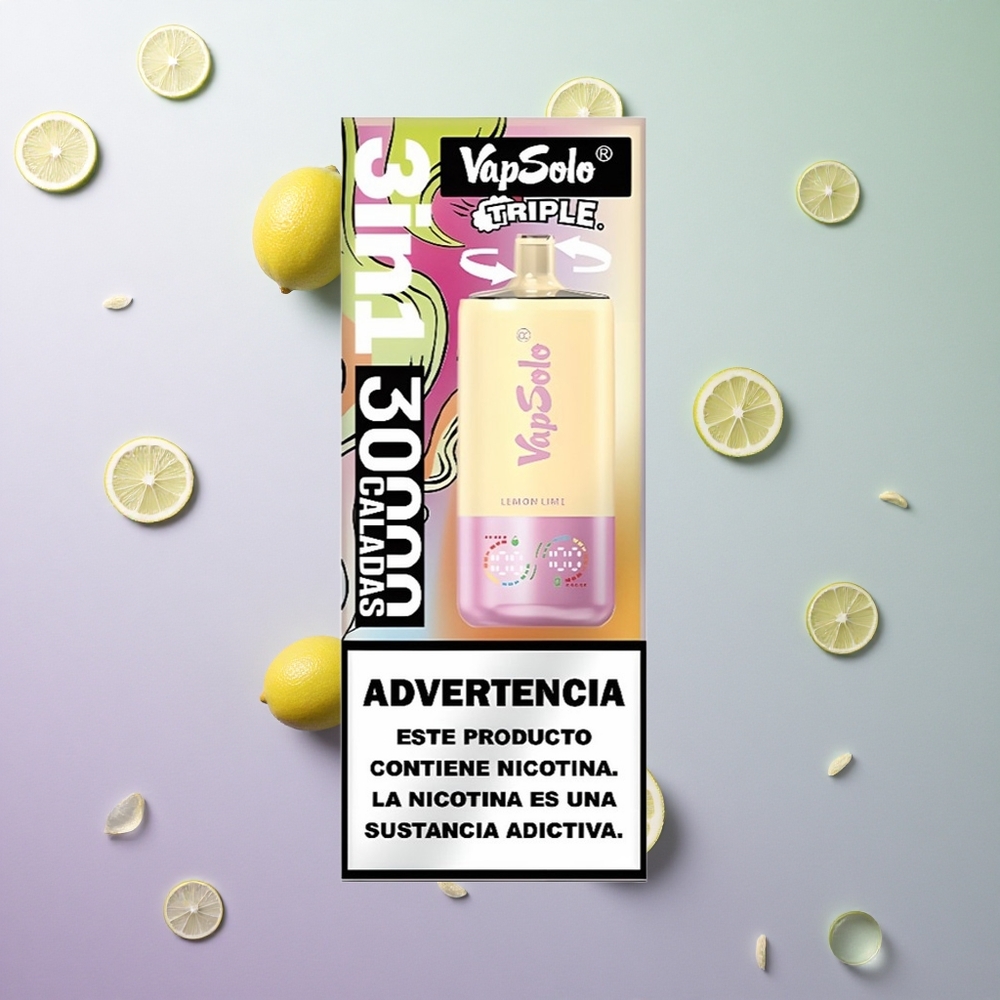 VapSolo Triple 30000 Puffs Limone Lime Italy Wholesale Serbatoio 3 Type-C