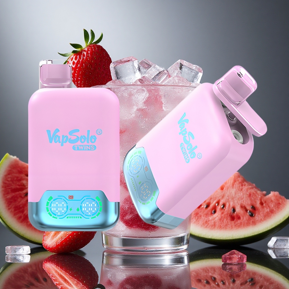Vapsolo Twins 20000 Puffs Black Ice Frutto del Drago Fragola & Lampone Anguria Italy wholesale Serbatoio: 2, Porta di Ricarica: Type-C