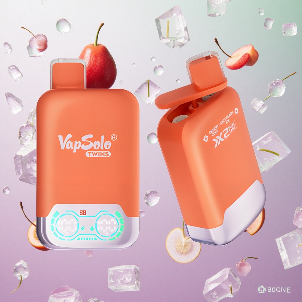 Vapsolo Twins 20000 Puffs Ciliegia Cola & Pesca Ghiacciata Italy wholesale 40ml 2 serbatoi