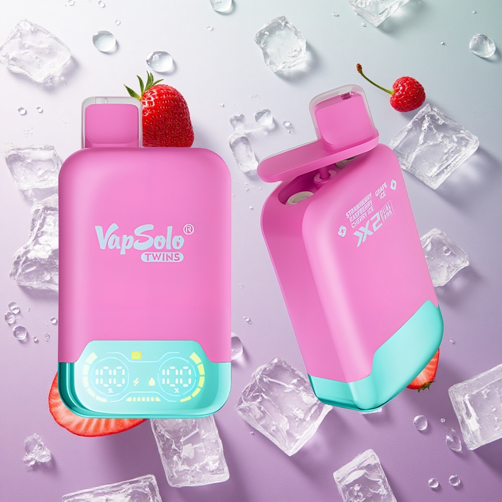 Vapsolo Twins 20000 Puffs Fragola Lampone Ciliegia Ice & Uva Ice Italy wholesale Serbatoio 2