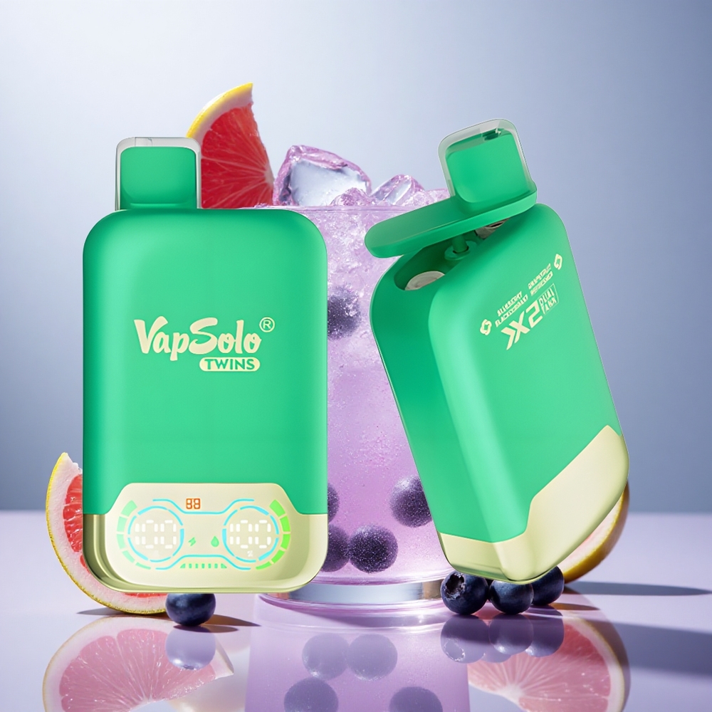 Vapsolo Twins 20000 Puffs Mirtillo Nero & Pompelmo Rinfrescante Italy wholesale Serbatoio: 2, Porta di Ricarica: Type-C