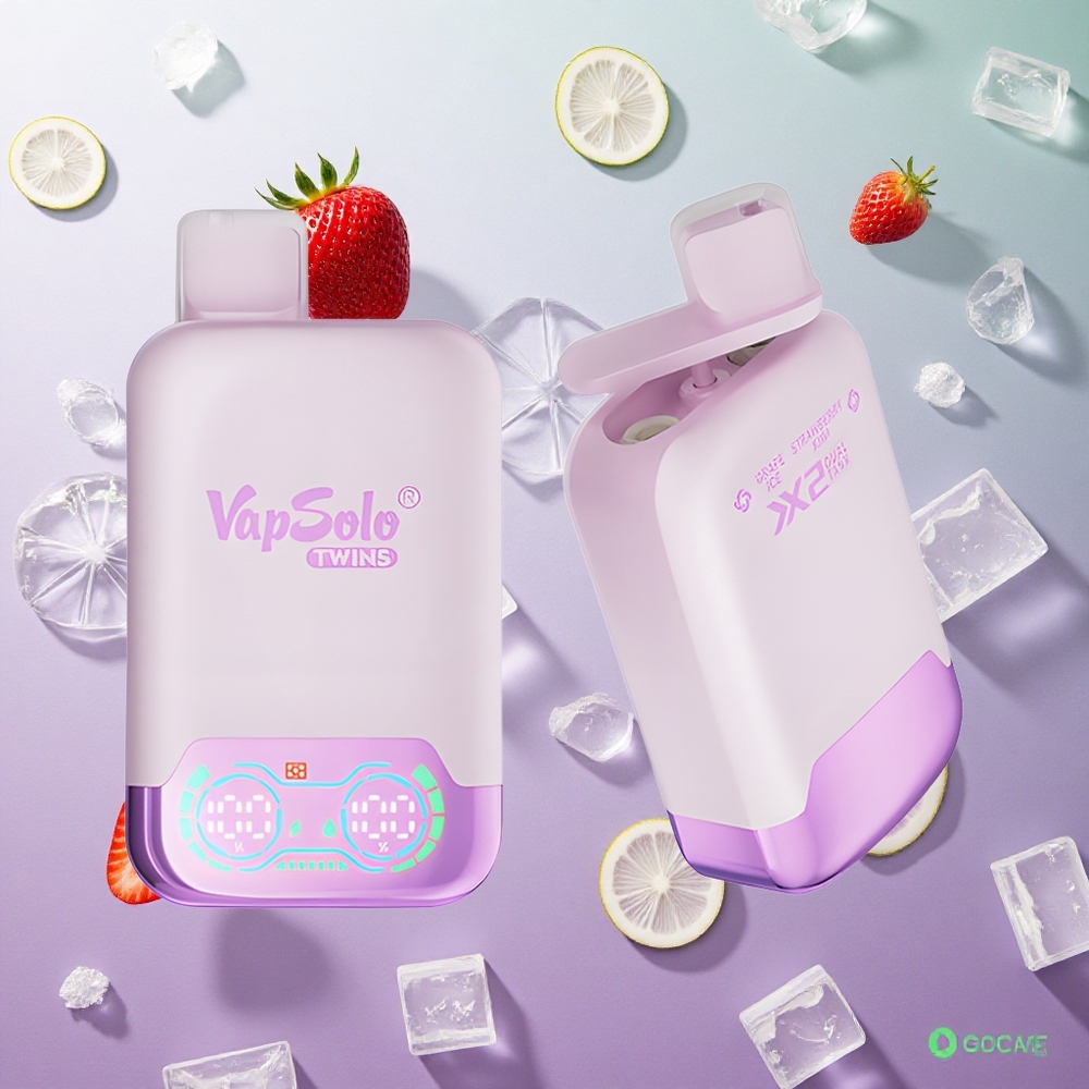 Vapsolo Twins 20000 Puffs Uva Ghiacciata & Fragola Kiwi Italy wholesale Serbatoio: 2, Porta di Ricarica: Type-C