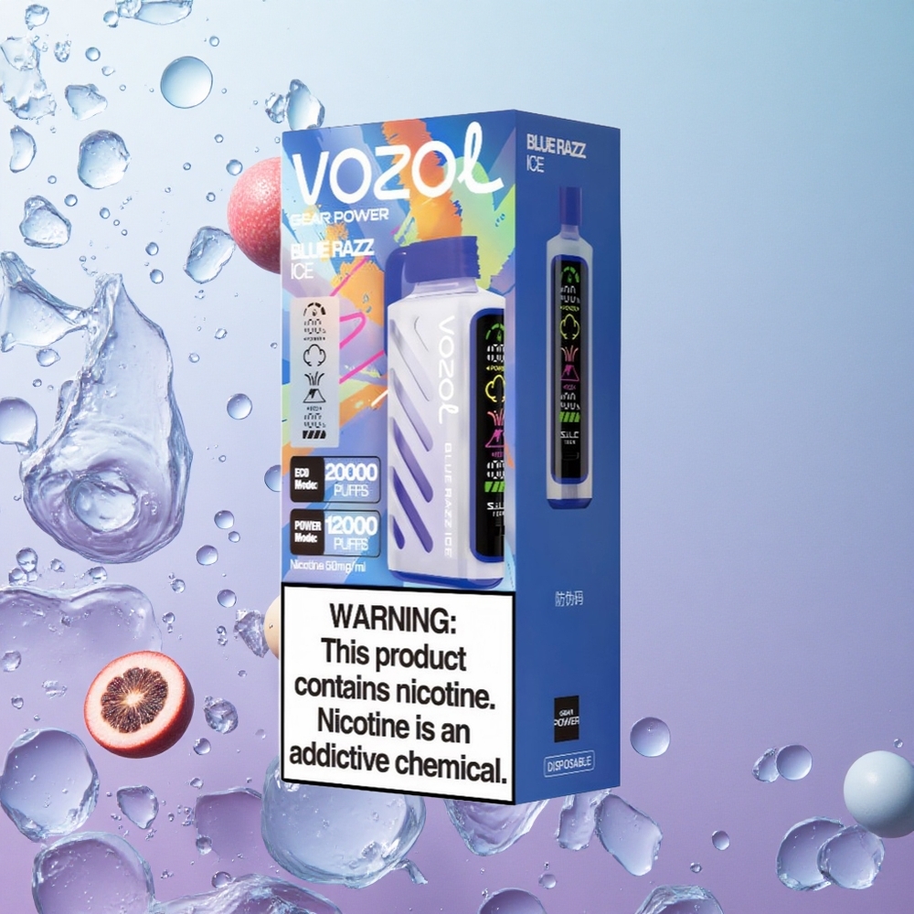 VOZOL Gear Power 20000 Puffs Blu Lampone Ghiaccio Italy wholesale Dual Mesh Coil