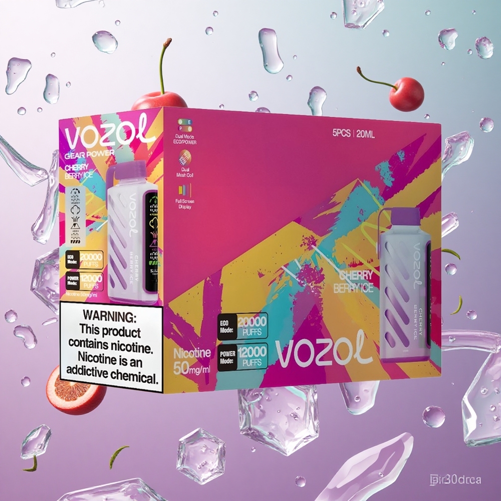 VOZOL Gear Power 20000 Puffs Ciliegia Mora Ghiaccio Italy wholesale Schermo Intero Dual Mesh Coil