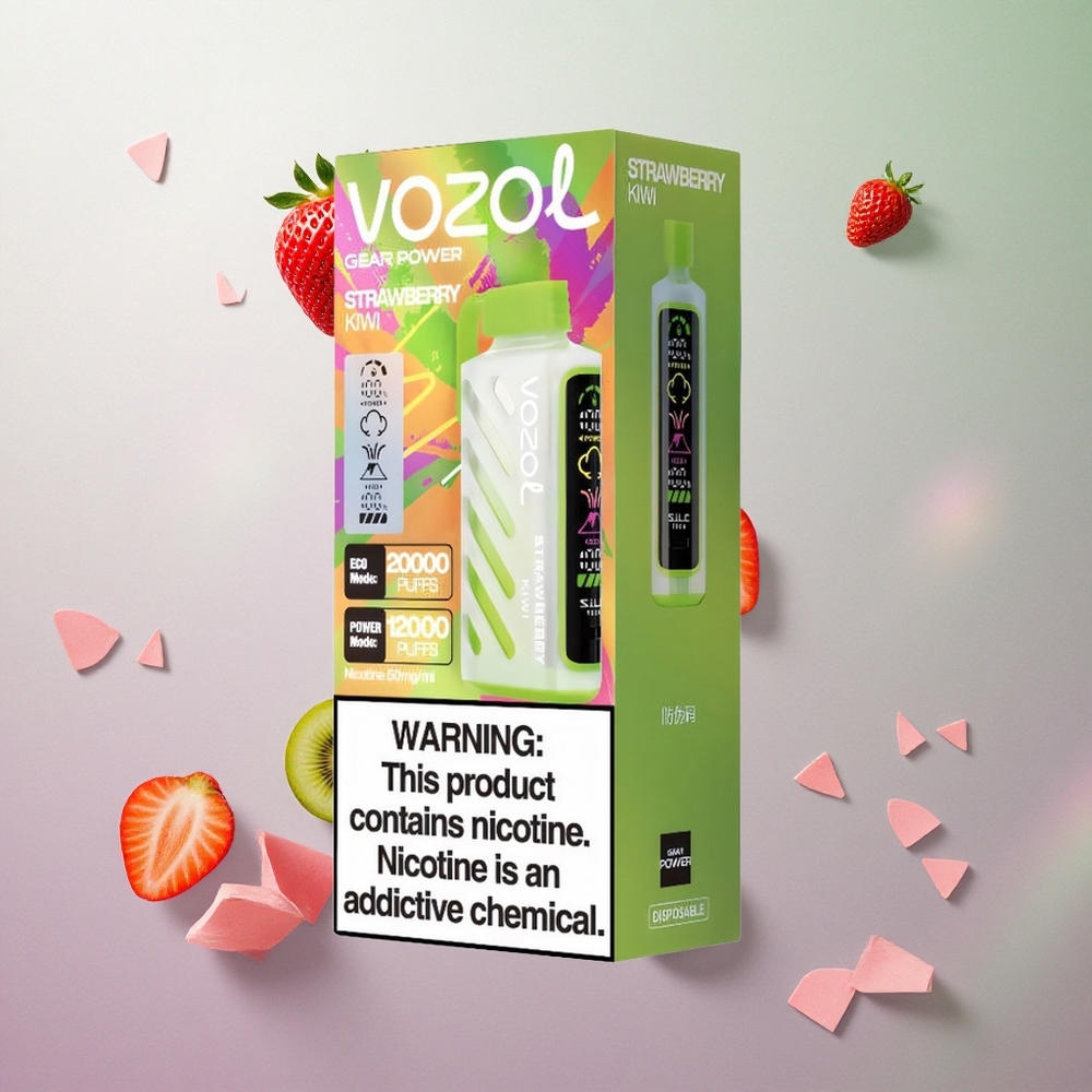 VOZOL Gear Power 20000 Puffs Fragola Kiwi Italy wholesale Display Schermo Intero Dual Mesh Coil