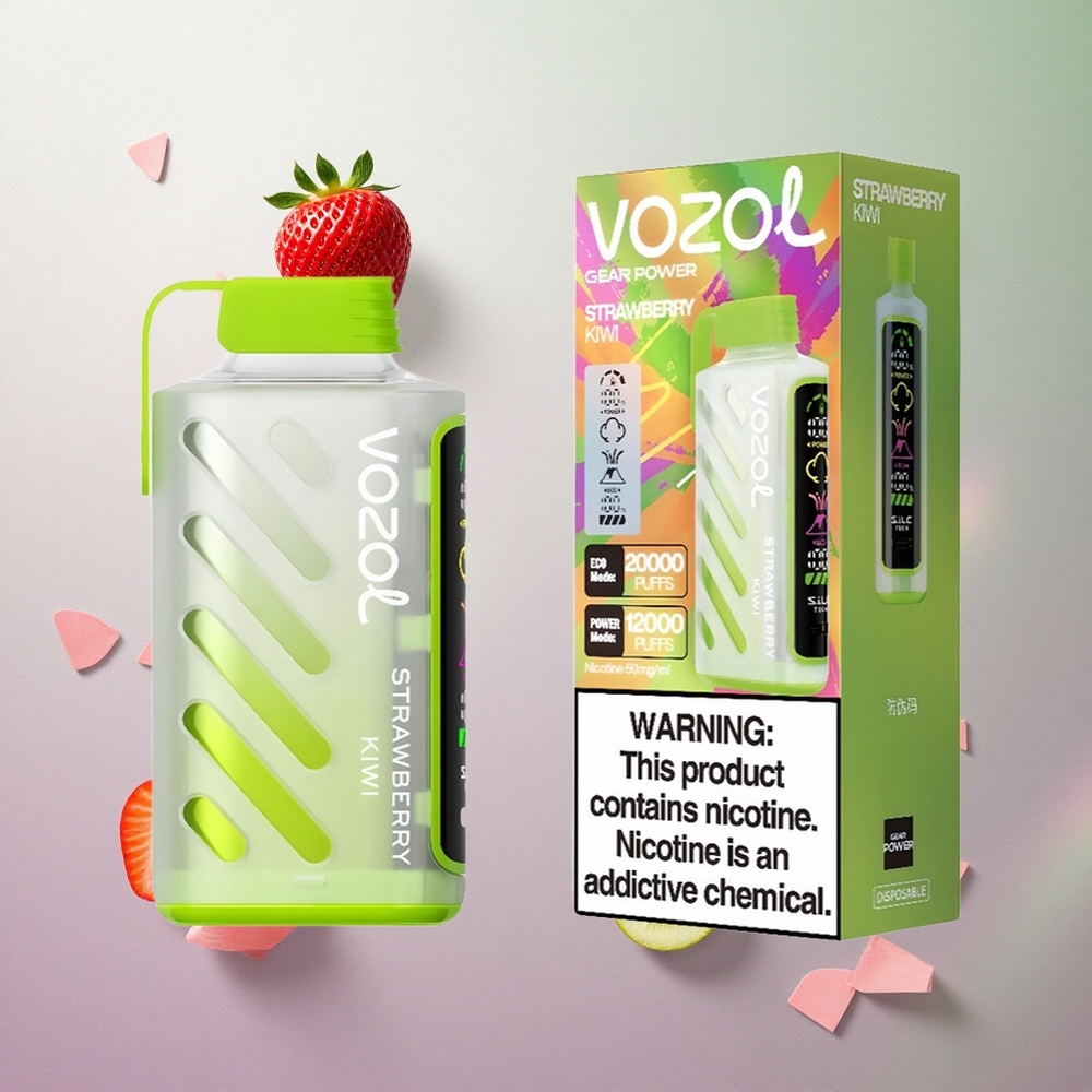 VOZOL Gear Power 20000 Puffs Fragola Kiwi Italy wholesale Display Schermo Intero Dual Mesh Coil